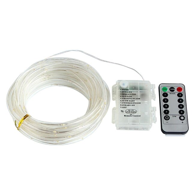 Lichtslang Op Batterij - 10 Meter - Koel Wit - Voor Buiten