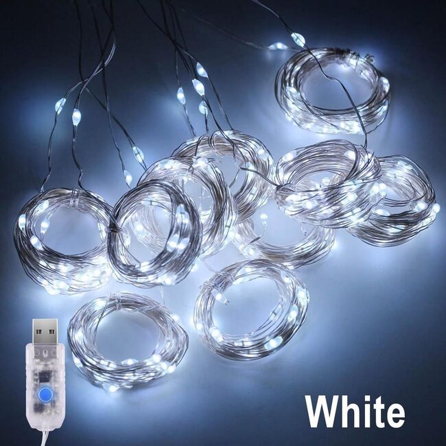 Kerst Gordijn 3 x 1 Meter - USB - Koel Wit - Voor Buiten
