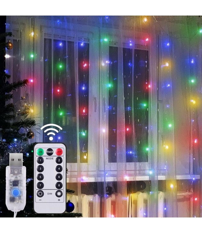 Kerst Gordijn 3 x 1 Meter - USB - RGB - Voor Buiten