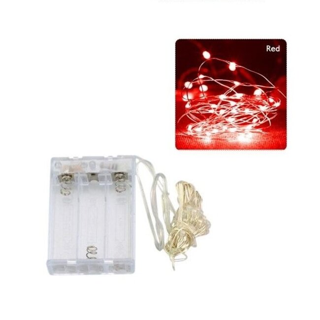 Kerstverlichting 10 Meter - Rood - Op Batterij