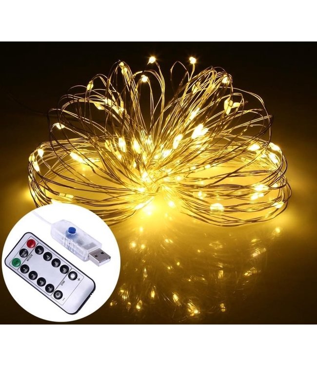 Lichtdraad Kerstverlichting 30 Meter - USB - Warm Wit - Voor Buiten