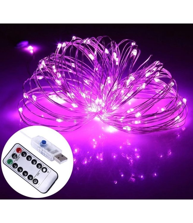 Lichtdraad Kerstverlichting 10 Meter - USB - Roze - Voor Buiten