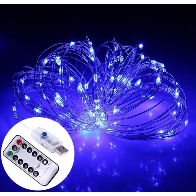 Lichtdraad Kerstverlichting 30 Meter - USB - Blauw - Voor Buiten
