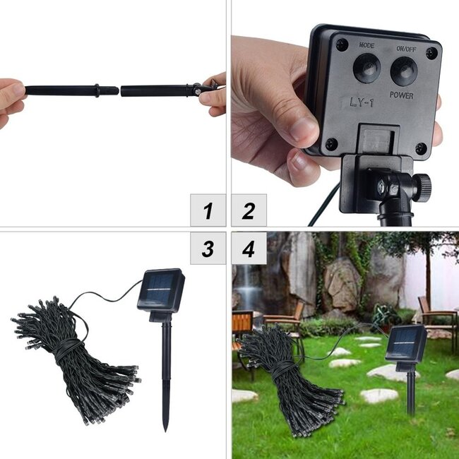 Kerstboomverlichting - 10 Meter - Zonne-energie - Rood