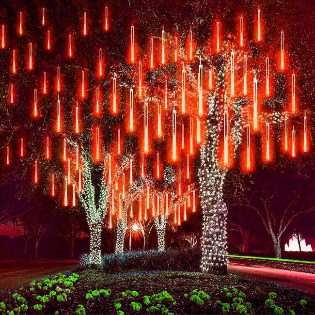 Kerst - LED Meteoorregen Buis - 50 cm - Rood