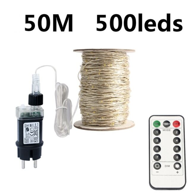 Lichtdraad Kerstverlichting - 50 Meter - Warm Wit - Voor Buiten