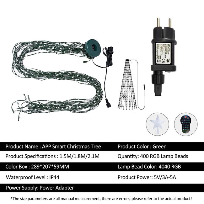MagicGlow - Slimme Kerstboomverlichting Net met RGB Kleuren, Bluetooth en App