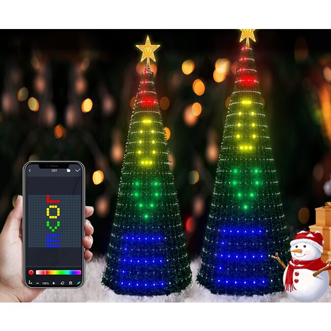 MagicGlow - Slimme Kerstboomverlichting Net met RGB Kleuren, Bluetooth en App