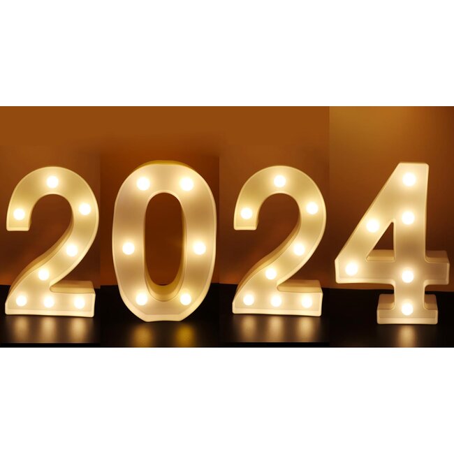 Lichtgevende Cijfers 2024 - Wit - LED