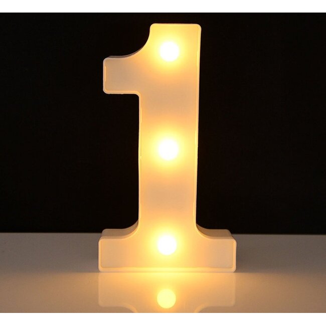 LED Lichtgevende Cijfers 16 cm Hoog - Warm Wit - Op Batterijen