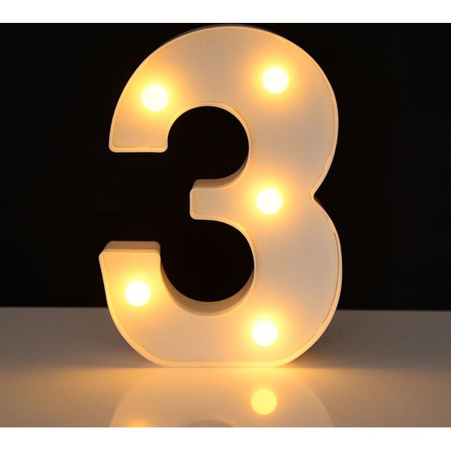 LED Lichtgevende Cijfers 16 cm Hoog - Warm Wit - Op Batterijen