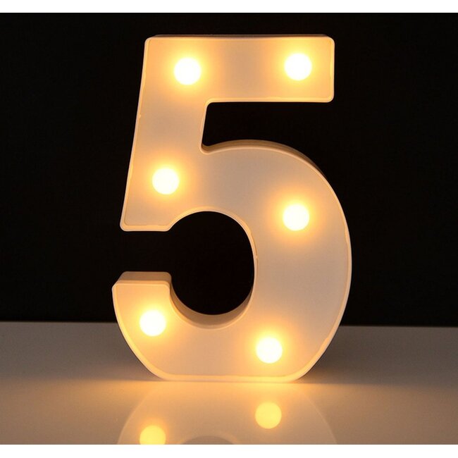 LED Lichtgevende Cijfers 16 cm Hoog - Warm Wit - Op Batterijen