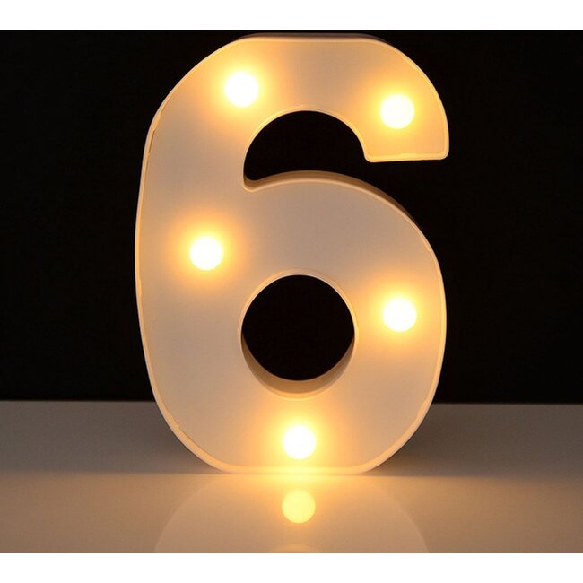 LED Lichtgevende Cijfers 16 cm Hoog - Warm Wit - Op Batterijen