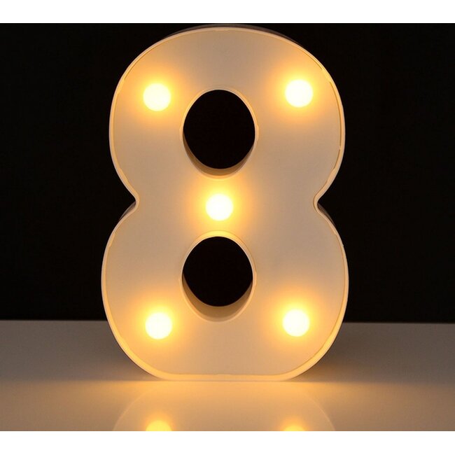LED Lichtgevende Cijfers 16 cm Hoog - Warm Wit - Op Batterijen