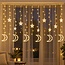 Kerst Gordijn Maan 3.5 x 1.0 Meter - Warm Wit