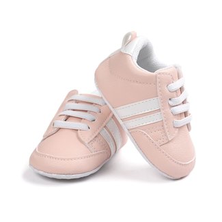 This Cuteness Baby Sneakers Pink White Stripes