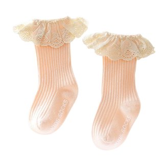 This Cuteness Sokjes Ribbed Lace Peachy