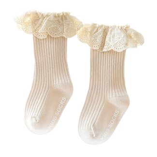 This Cuteness Sokjes Ribbed Lace Beige