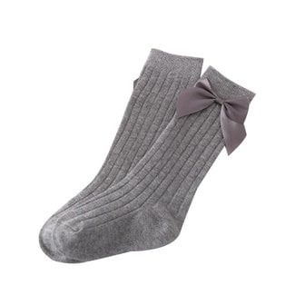 This Cuteness Kniekousen Neat Bow Light Grey