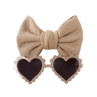This Cuteness Zonnebril + Haarstrik Heart Khaki