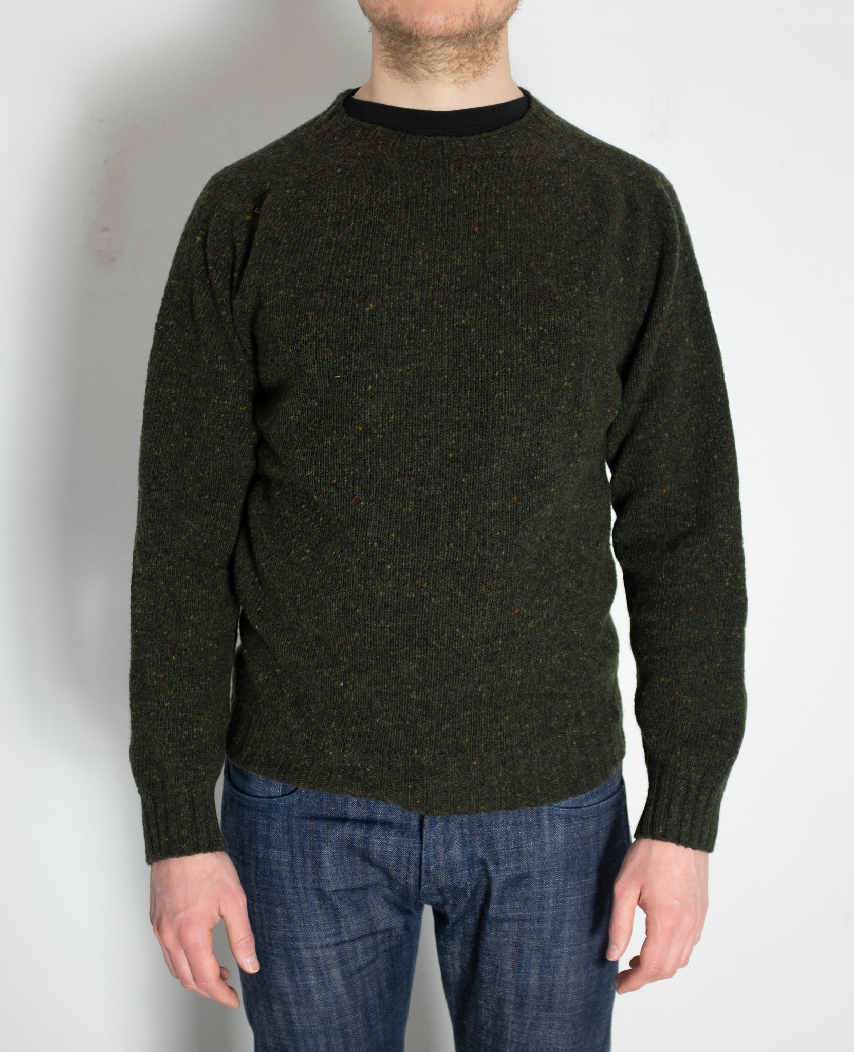 Harley Of Scotland Mourne Green Pullover In Donegal Merino Wool Store Du Nord