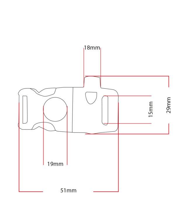 Survival Buckle 11MM Kunststoff mit Feuerstein und Pfeife