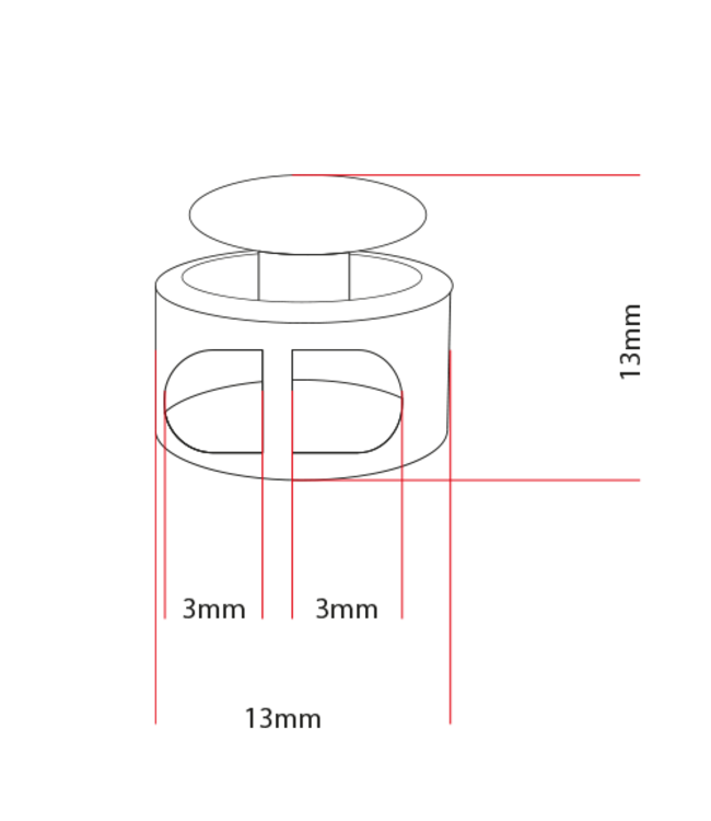 Kordelstopper rund schwarz klein