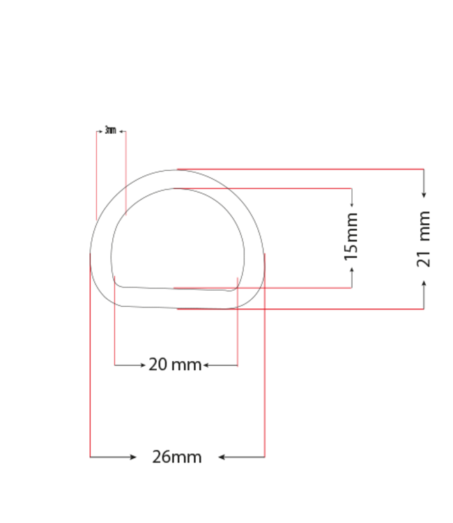 Paracord D-Ring 20MM X 2,5MM extra robust geschweißt