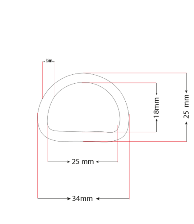Paracord D-Ring 25MM X 3MM extra robust geschweißt