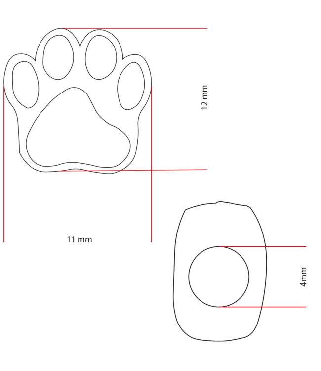 Paracord perle metall hund Pfote Blackline