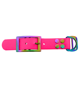 123Paracord Biothane adapter 25MM Neon Rosa/Neo-Chrome