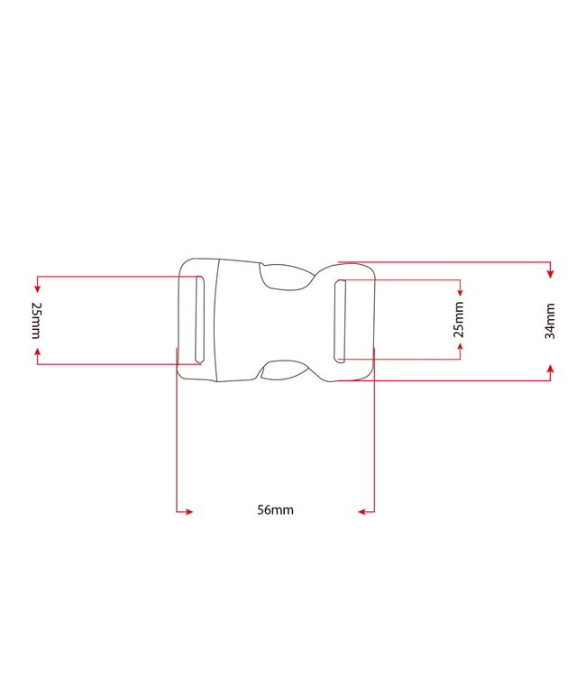 Buckle 25MM Kunststoff Rot