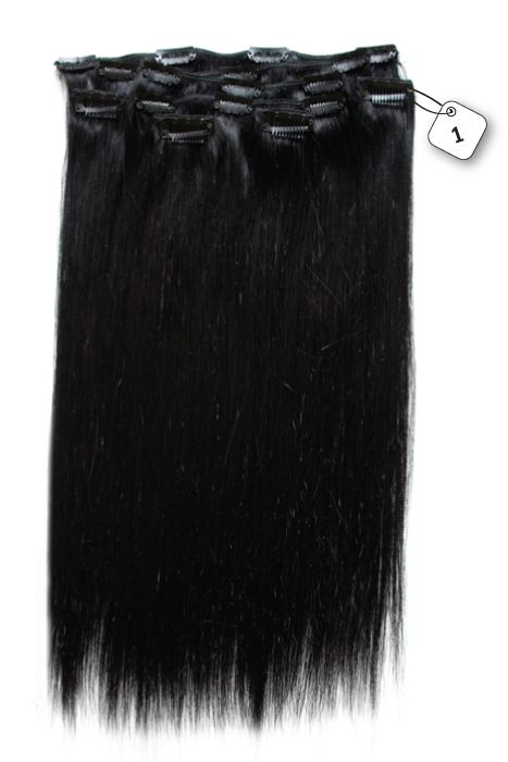 RedFox Clip-in Extensions - Straight - #1 Jetblack