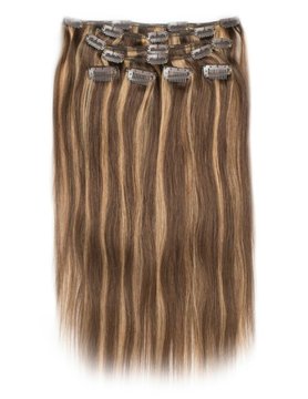 RedFox Clip-in Extensions - Straight - #4/27 Chocolate Brown/ Dark Blonde