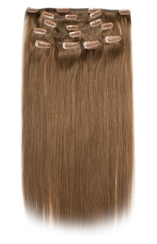 RedFox Clip-in Extensions - Straight - #6/9 Dark Golden Brown