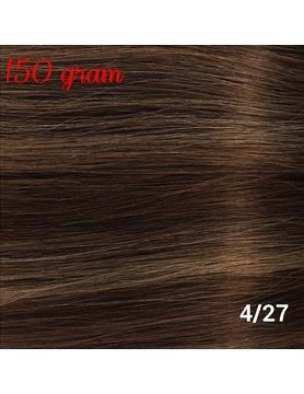RedFox Clip-In Verlängerungen 45cm - Extra Volumen - 150 Gramm #4/27 Chocolate Brown, with dark blonde highlights