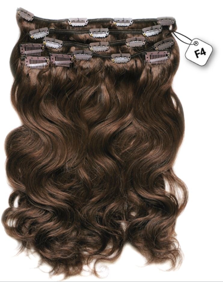 RedFox Clip-in Extensions - Body Wave - #F4 Dark Chestnut Brown