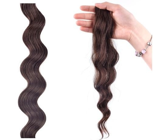 SilverFox Microring Extensions -  Loose Wave-  #1b  Natural Black - 55cm