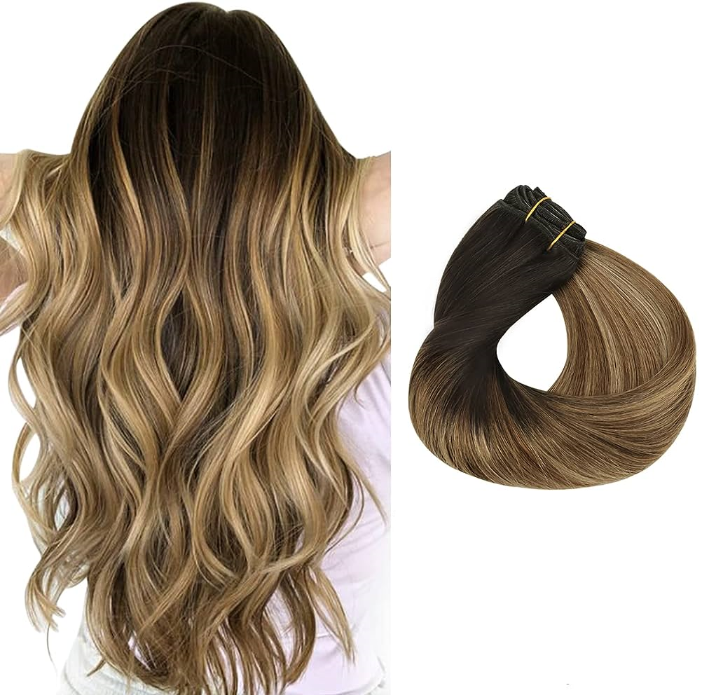 RedFox Clip-in Extensions  - Luxury - 45cm- #0E616 (Ombre Balayage Sunkissed)