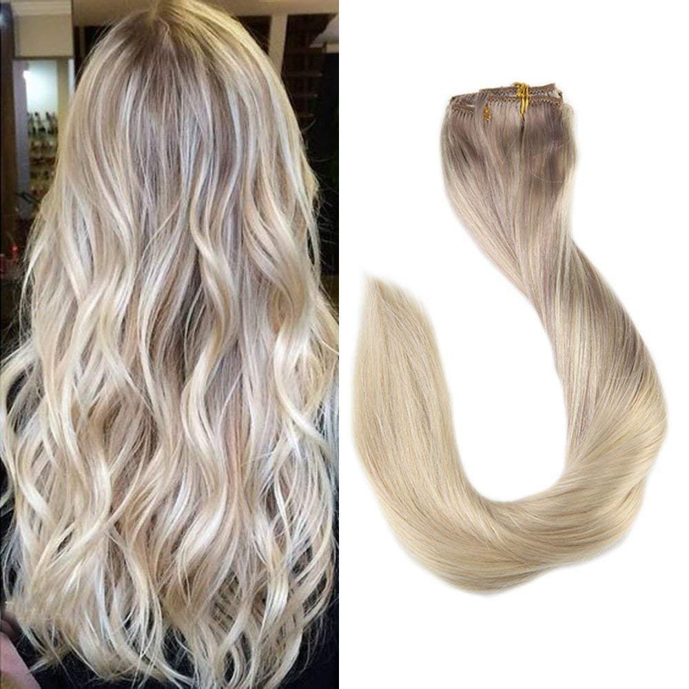 RedFox Clip-in Extensions  - Luxury - 45cm- #BE557 (Ombré Ash Blonde)