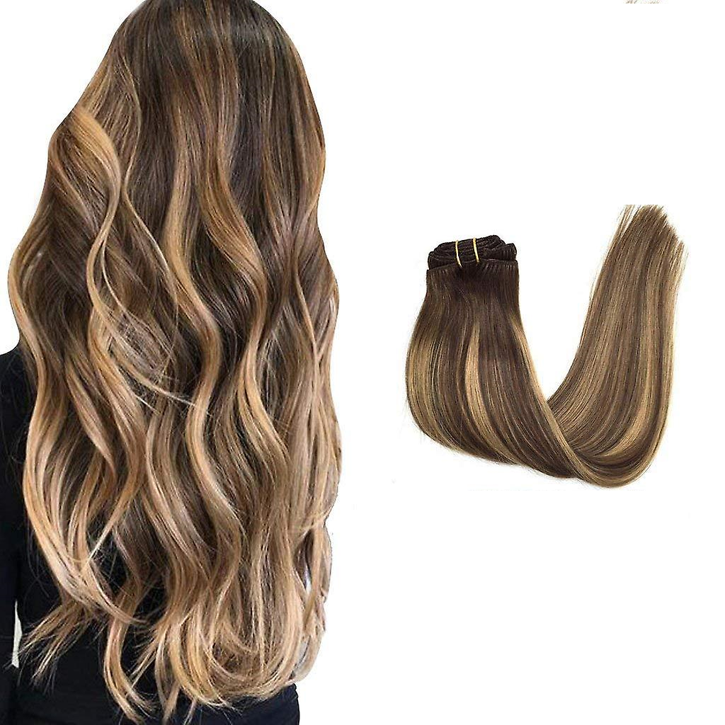 RedFox Clip-in Extensions  - Luxury - 45cm- #BE522 (Bronde Balayage Caramel)