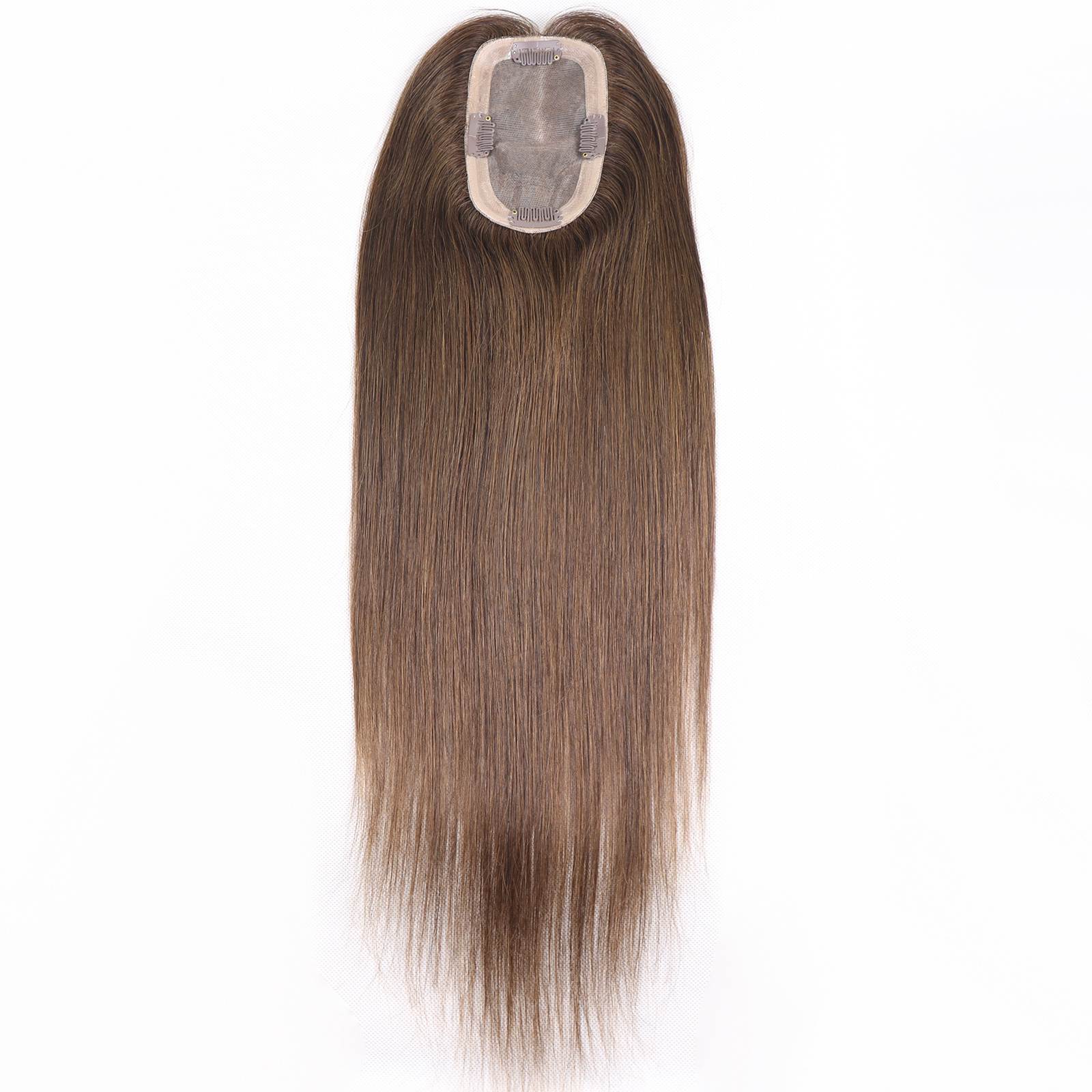 Mono Haar Topper-7.5 cm * 12.5 cm 100% Human Hair #4 Medium Brown