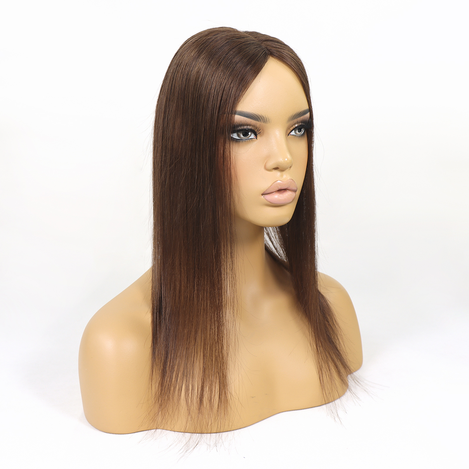 Mono Haar Topper-7.5 cm * 12.5 cm 100% Human Hair #4 Medium Brown