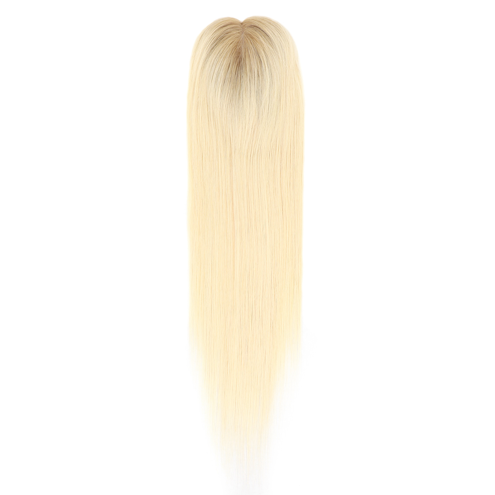 Mono Haar Topper-7.5 cm * 12.5 cm 100% Human Hair #T9/613 Light Blonde with Ash Blond Roots