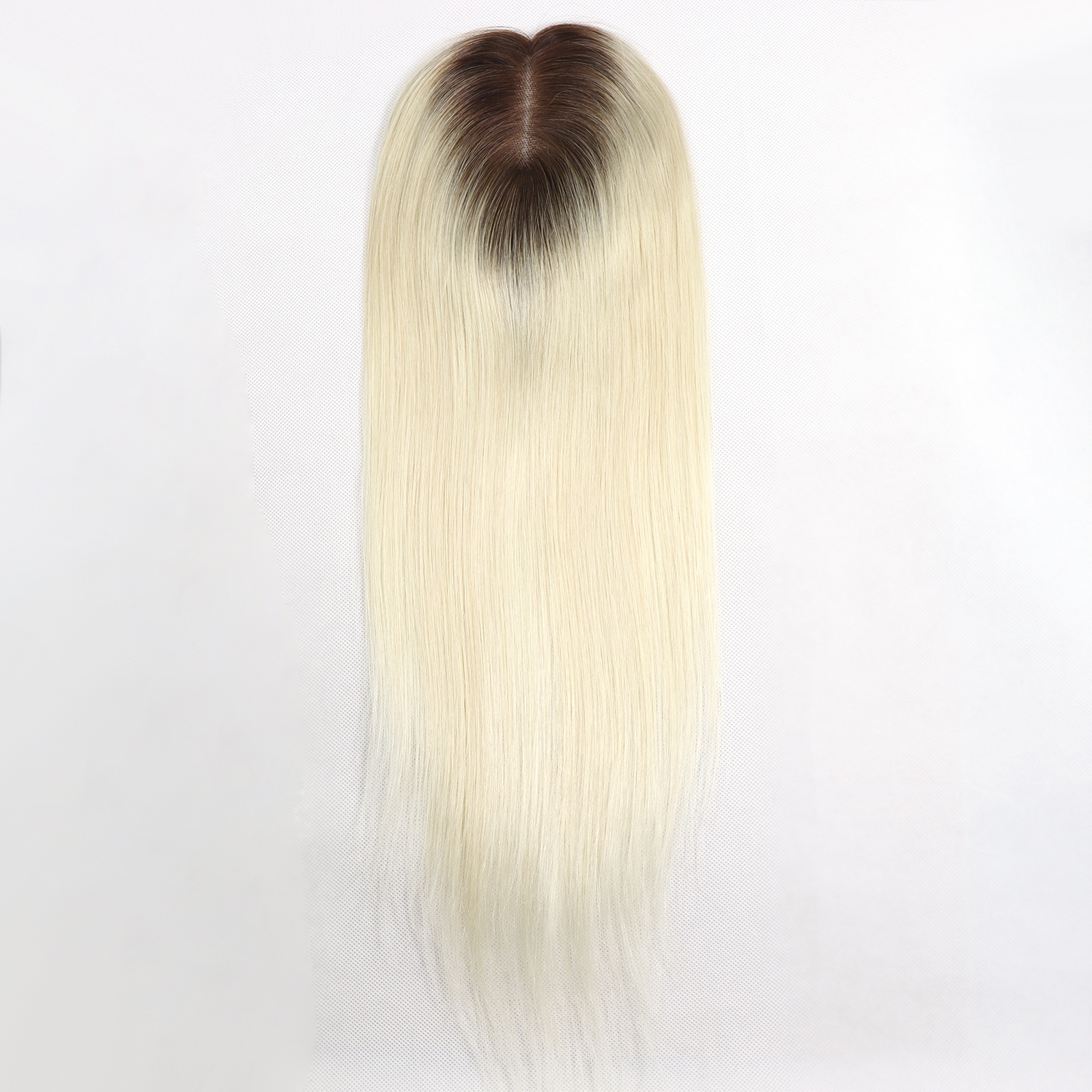 Mono Haar Topper-7.5 cm * 12.5 cm 100% Human Hair #T3/60 Light Blonde with Dark brown Roots Mono Haar Topper-7.5 cm * 12.5 cm 100% Human Hair #T3/60 Light Blonde with Dark brown Roots