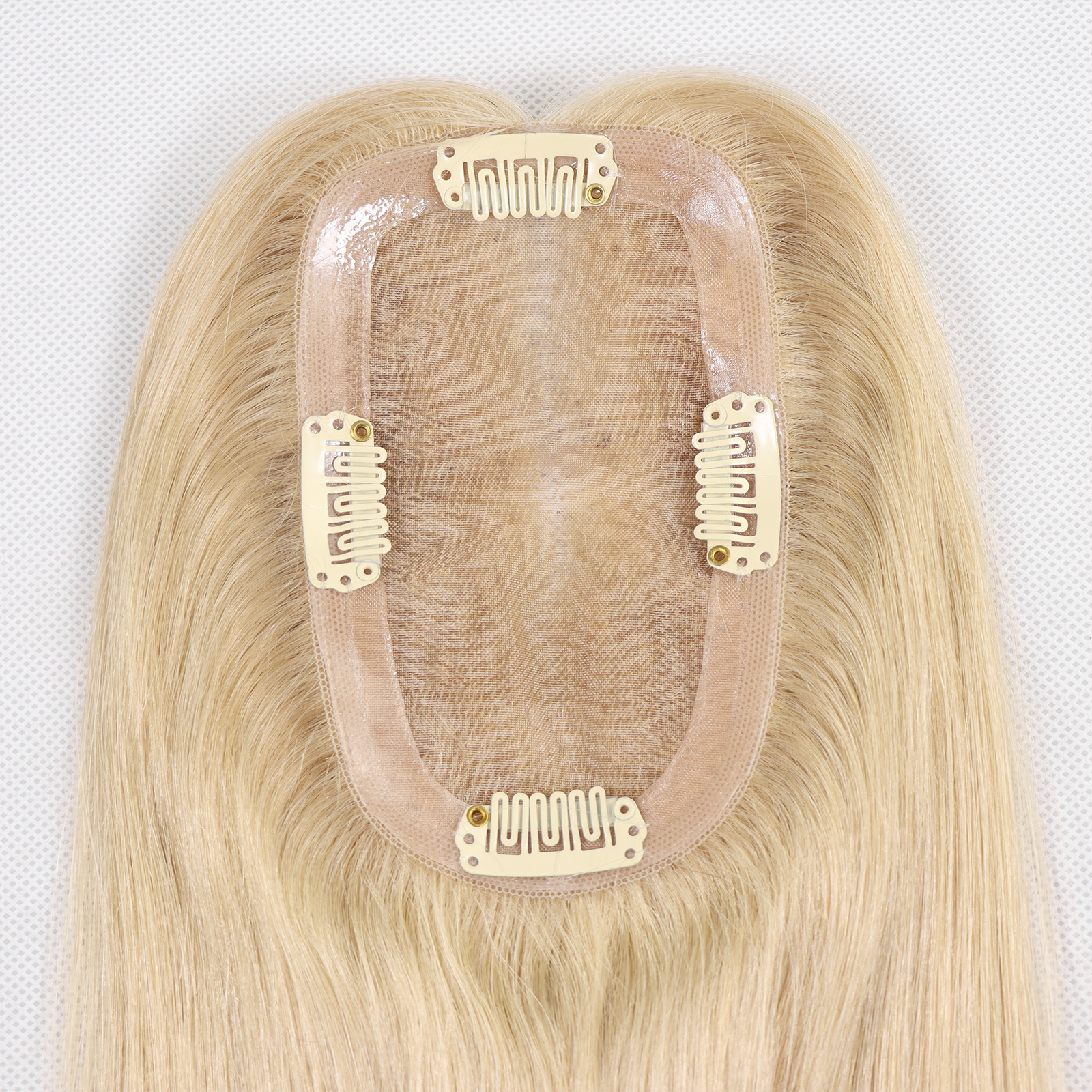 Mono Haar Topper-7.5 cm * 12.5 cm 100% Human Hair #18 Honey Blonde