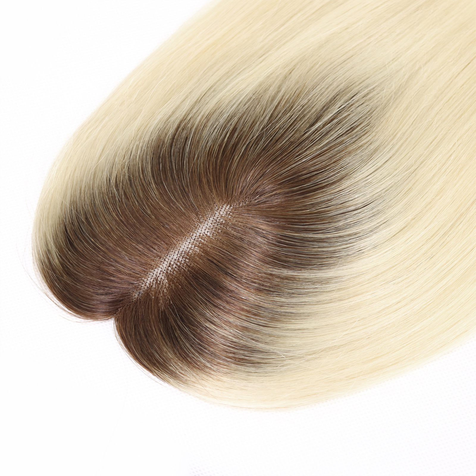 Mono Haar Topper-7.5 cm * 12.5 cm 100% Human Hair #T3/60 Light Blonde with Dark brown Roots Mono Haar Topper-7.5 cm * 12.5 cm 100% Human Hair #T3/60 Light Blonde with Dark brown Roots