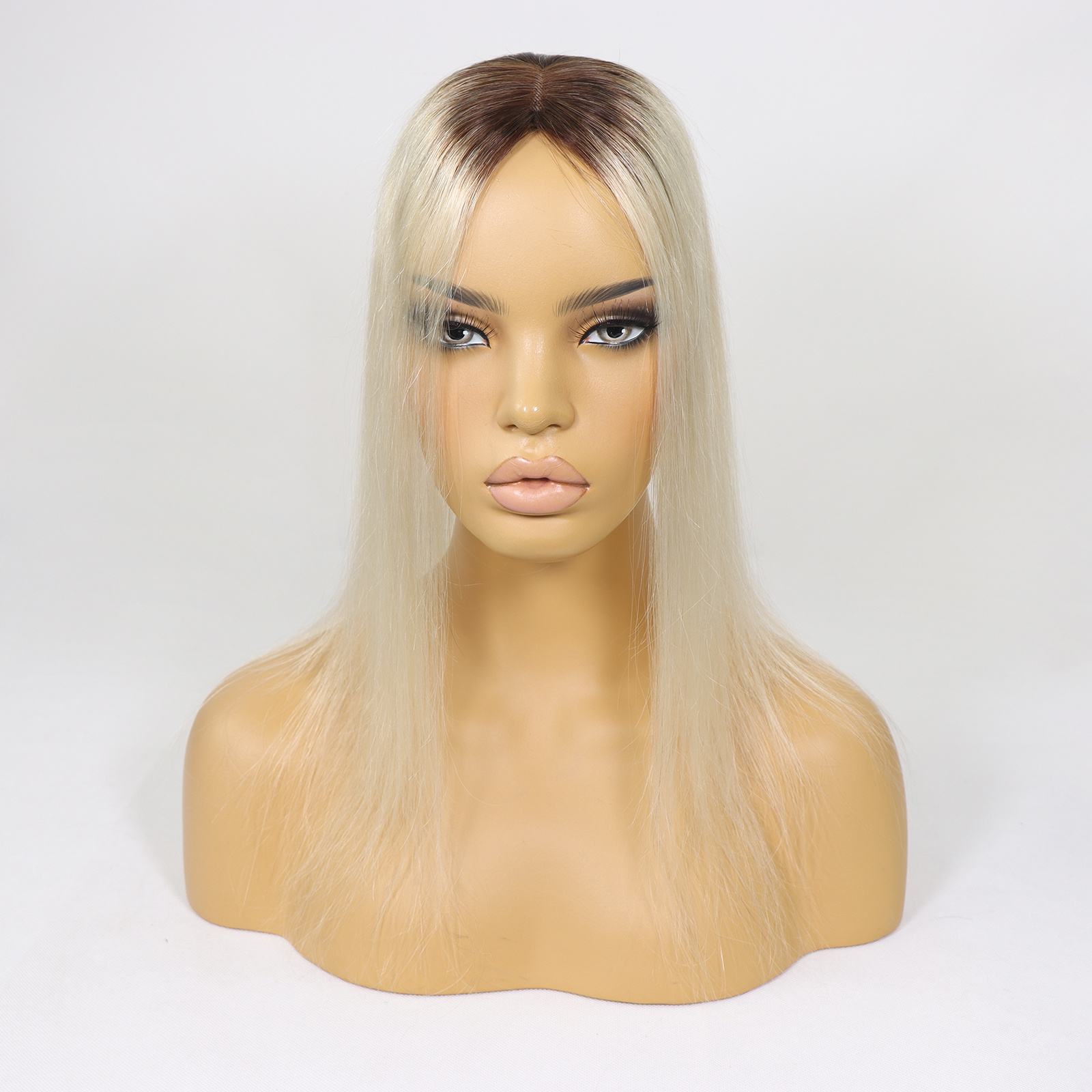 Mono Haar Topper-7.5 cm * 12.5 cm 100% Human Hair #T3/60 Light Blonde with Dark brown Roots Mono Haar Topper-7.5 cm * 12.5 cm 100% Human Hair #T3/60 Light Blonde with Dark brown Roots