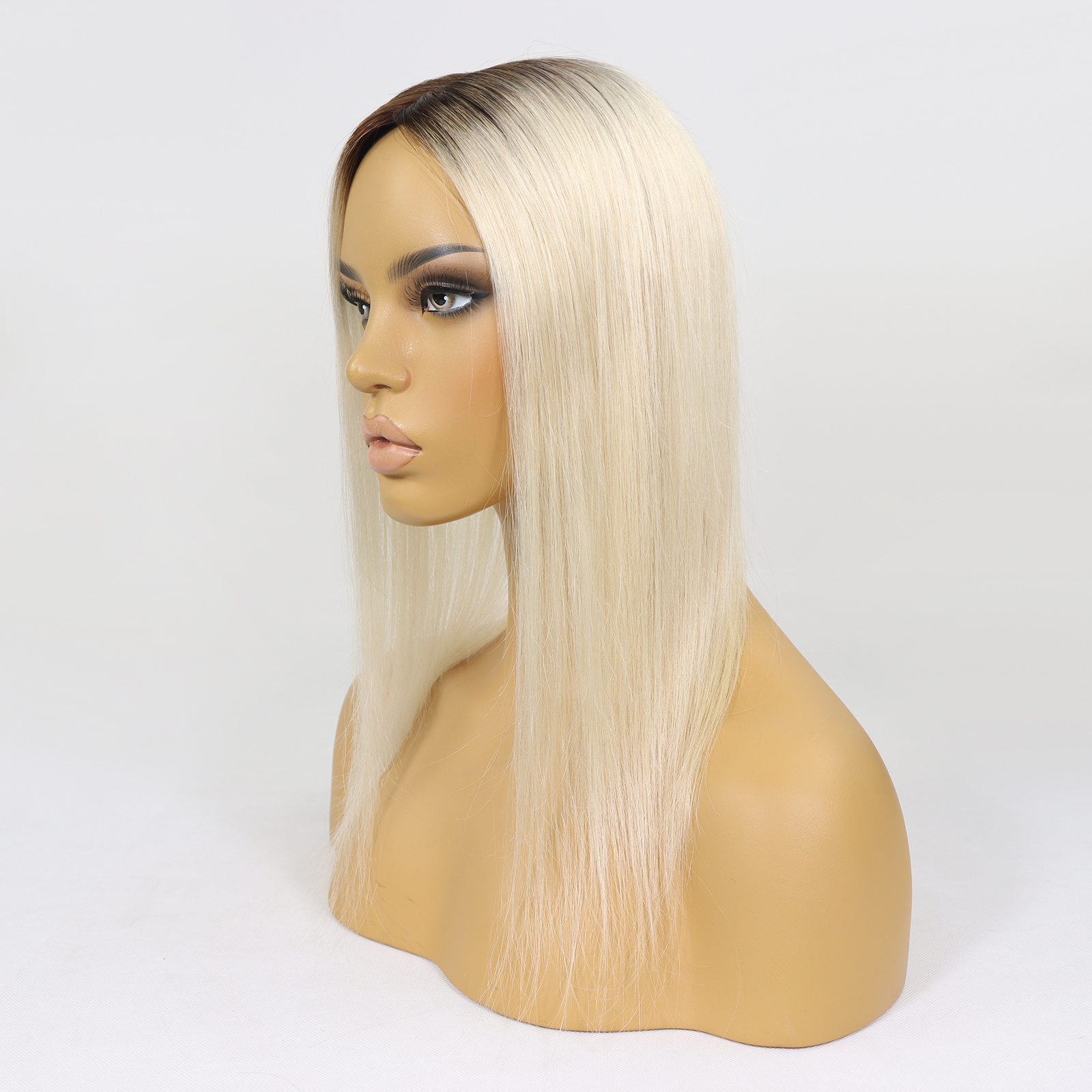 Mono Haar Topper-7.5 cm * 12.5 cm 100% Human Hair #T3/60 Light Blonde with Dark brown Roots Mono Haar Topper-7.5 cm * 12.5 cm 100% Human Hair #T3/60 Light Blonde with Dark brown Roots