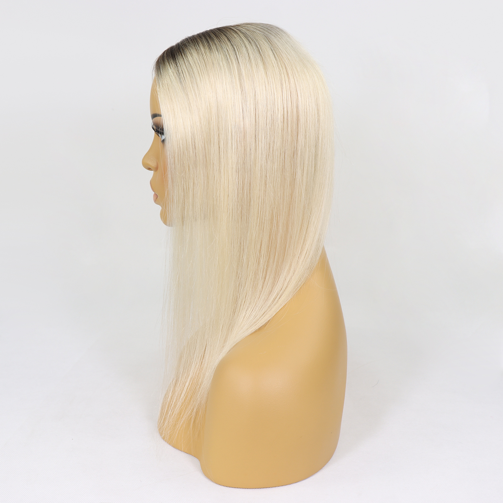 Mono Haar Topper-7.5 cm * 12.5 cm 100% Human Hair #T3/60 Light Blonde with Dark brown Roots Mono Haar Topper-7.5 cm * 12.5 cm 100% Human Hair #T3/60 Light Blonde with Dark brown Roots